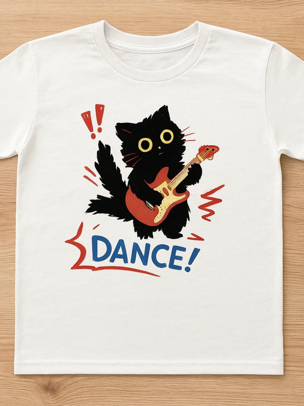 Rockstar Cat Playing Guitar Dance Funny Graphic Tee White